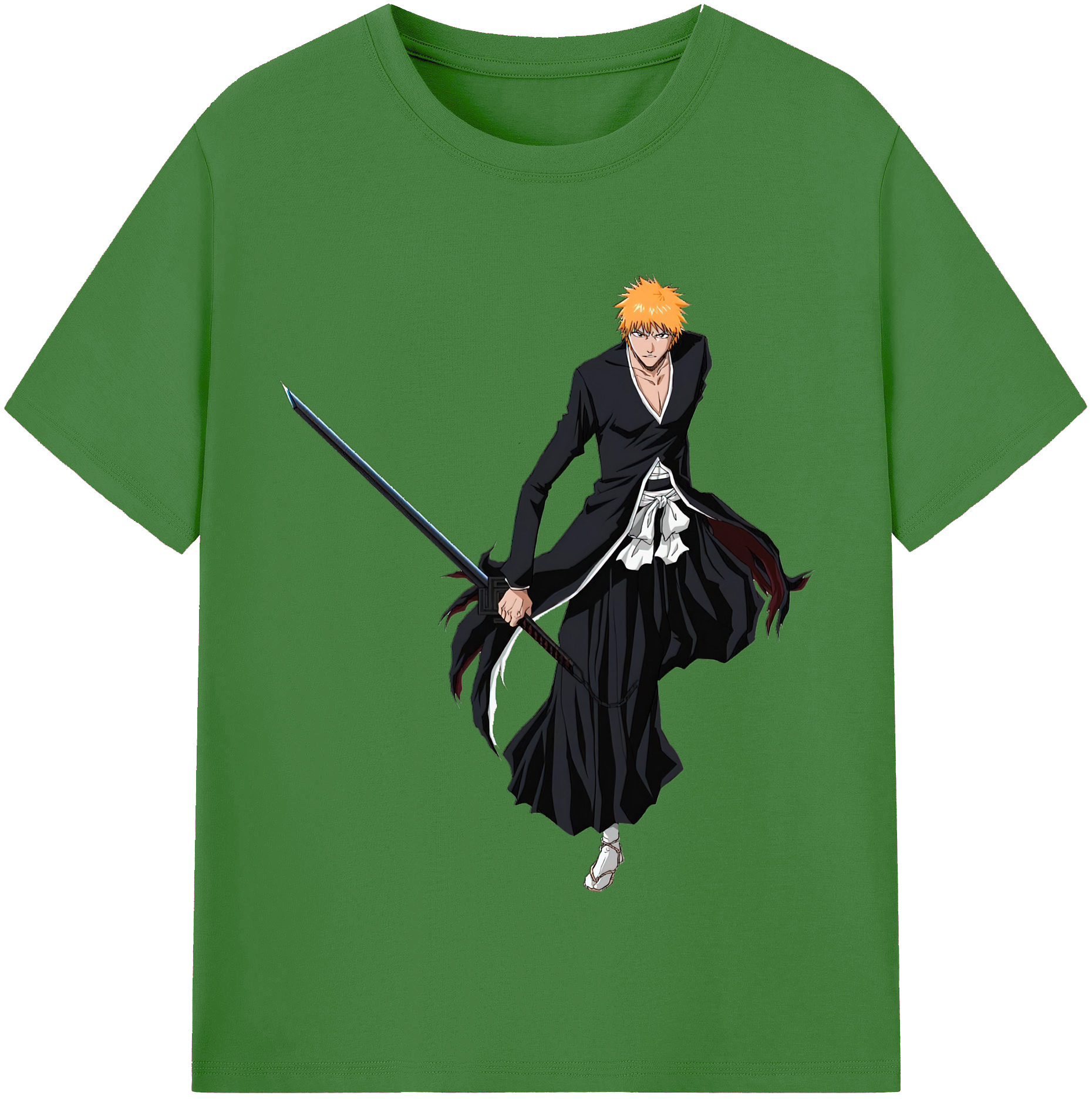 （画像用） ブリーチ 黒崎一護（くろさき いちご）BLEACH Kurosaki Ichigo レディースカジュアルプリントTシャツ（綿100％）